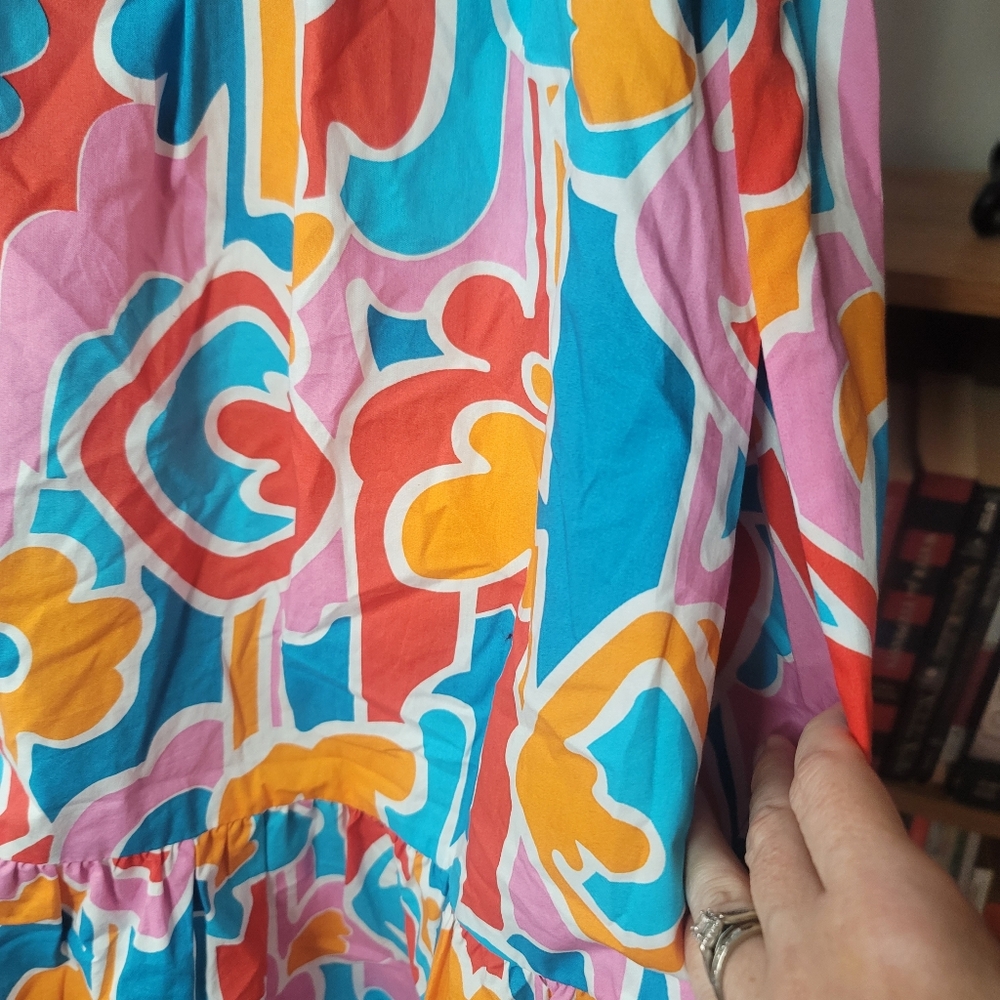 Amanda Uprichard Sicily Mini Dress Bright Colorful Orange Blue Size XS - Picture 4 of 12